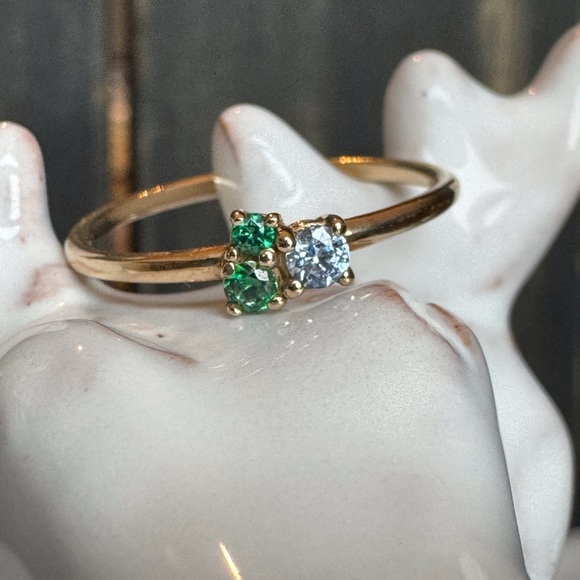 10KYG Aquamarine-Emerald Cluster Ring—NWOT - Picture 6 of 8